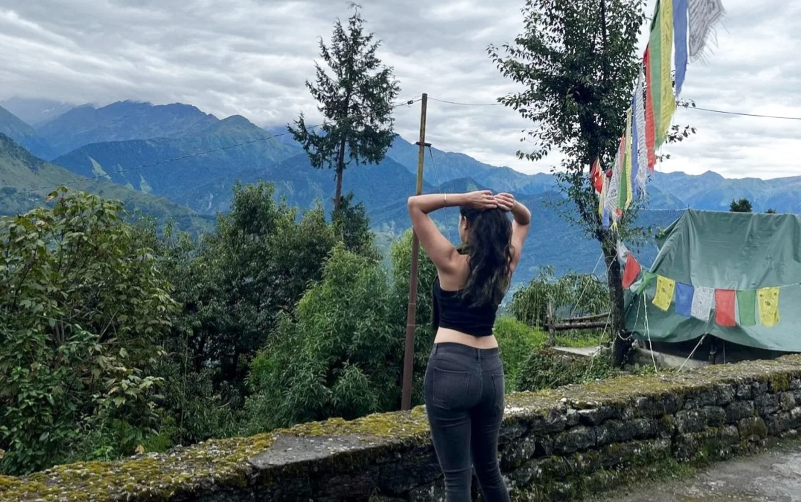 girl standing in mountain